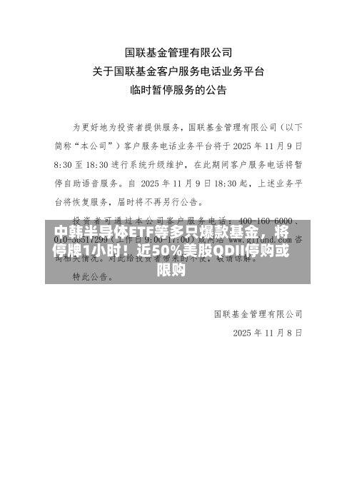 中韩半导体ETF等多只爆款基金	，将停牌1小时！近50%美股QDII停购或限购-第2张图片