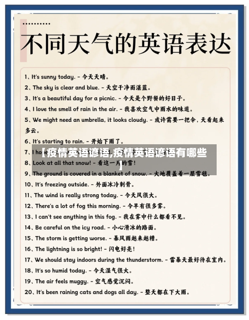 【疫情英语谚语,疫情英语谚语有哪些】