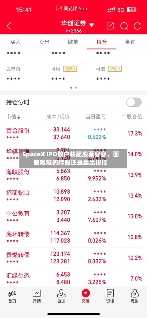 SpaceX IPO散户获配股票寥寥	，面临艰难的持股还是卖出抉择-第3张图片