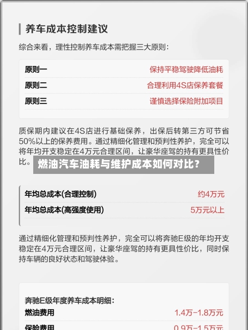 燃油汽车油耗与维护成本如何对比？