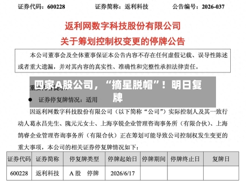 四家A股公司，“摘星脱帽”！明日复牌-第3张图片