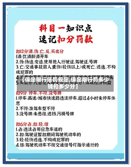 【保定限行惩罚规定,保定限行罚多少钱扣多少分】